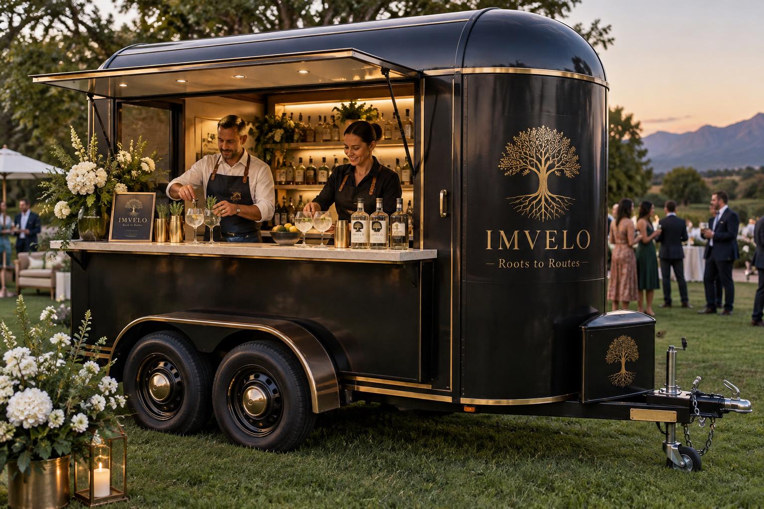 Imvelo mobile gin bar trailer concept at a garden event